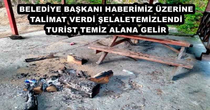 BELEDİYE BAŞKANI HABERİMİZ ÜZERİNE TALİMAT VERDİ ŞELALE TEMİZLENDİ TURİST TEMİZ ALANA GELİR