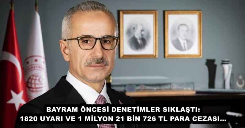 BAYRAM ÖNCESİ DENETİMLER SIKLAŞTI: 1820 UYARI VE 1 MİLYON 21 BİN 726 TL PARA CEZASI…