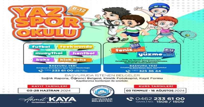 Ortahisar Belediyesi ‘Yaz Spor Okulu’na kayıtlar başladı!