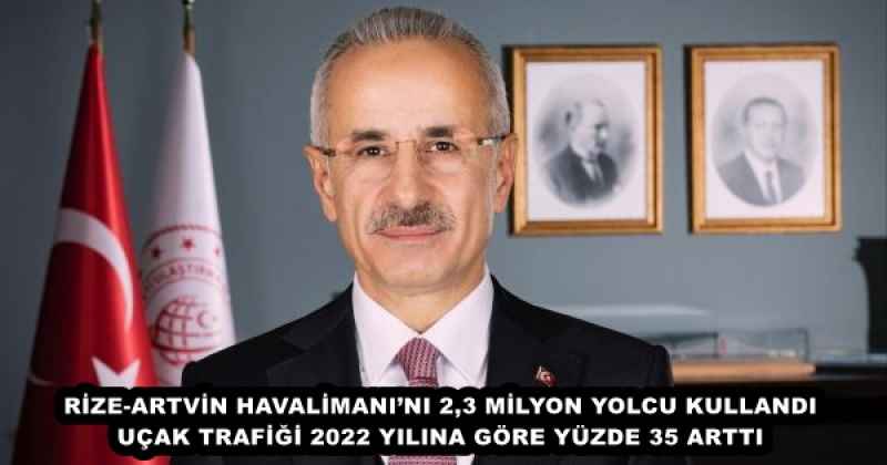 RİZE-ARTVİN HAVALİMANI’NI 2,3 MİLYON YOLCU KULLANDI UÇAK TRAFİĞİ 2022 YILINA GÖRE YÜZDE 35 ARTTI