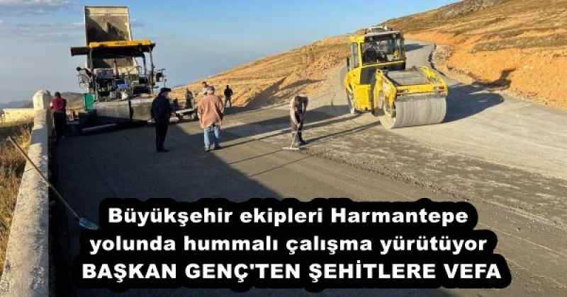 Büyükşehir ekipleri Harmantepe yolunda hummalı çalışma yürütüyor  BAŞKAN GENÇ'TEN ŞEHİTLERE VEFA
