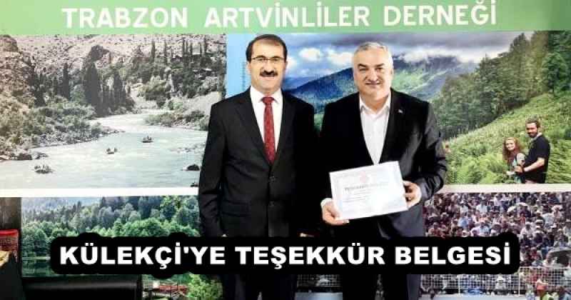 KÜLEKÇİ'YE TEŞEKKÜR BELGESİ 
