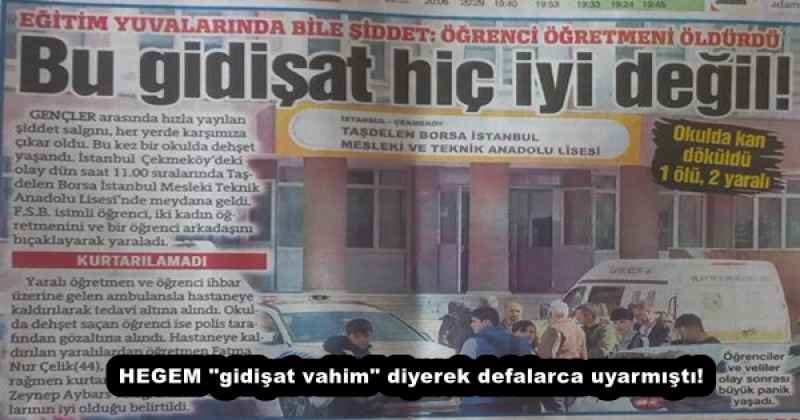 HEGEM "gidişat vahim" diyerek defalarca uyarmıştı!