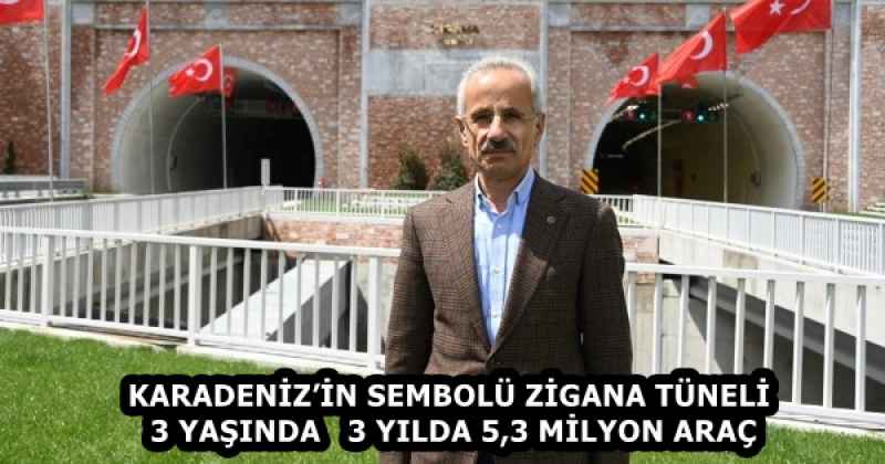 KARADENİZ’İN SEMBOLÜ ZİGANA TÜNELİ 3 YAŞINDA   3 YILDA 5,3 MİLYON ARAÇ