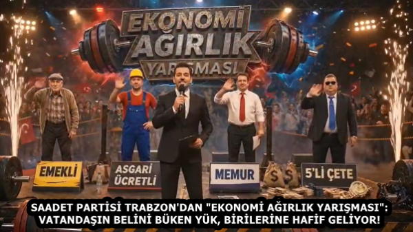 SAADET PARTİSİ TRABZON'DAN "EKONOMİ AĞIRLIK YARIŞMASI": VATANDAŞIN BELİNİ BÜKEN YÜK, BİRİLERİNE HAFİF GELİYOR!