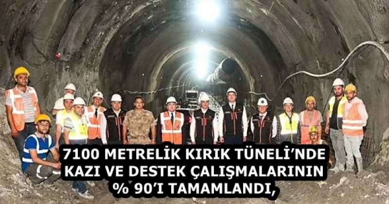 7100 METRELİK KIRIK TÜNELİ’NDE KAZI VE DESTEK ÇALIŞMALARININ % 90’I TAMAMLANDI,
