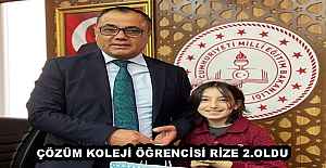 ÇÖZÜM KOLEJİ ÖĞRENCİSİ RİZE 2.OLDU