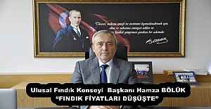Ulusal Fındık Konseyi  Başkanı Hamza BÖLÜK “FINDIK FİYATLARI DÜŞÜŞTE”