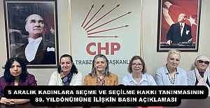 5 ARALIK KADINLARA SEÇME VE SEÇİLME HAKKI TANINMASININ 89. YIL DÖNÜMÜNE İLİŞKİN BASIN AÇIKLAMASI