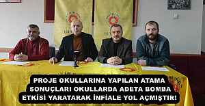PROJE OKULLARINA YAPILAN ATAMA SONUÇLARI OKULLARDA ADETA BOMBA ETKİSİ YARATARAK İNFİALE YOL AÇMIŞTIR!