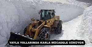 YAYLA YOLLARINDA KARLA MÜCADELE SÜRÜYOR 