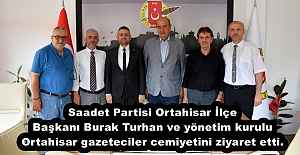 Saadet Partisi Ortahisar İlçeBaşkanı Burak Turhan ve yönetim kurulu Trabzon Ortahisar gazeteciler cemiyetini ziyaret etti.