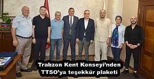 Trabzon Kent Konseyinden TTSOya teşekkür plaketi