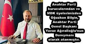 Anahtar Parti kurucularından ve MDK üyelerimizden Oğuzhan Bilgin, Anahtar Parti Genel Başkanı Yavuz Ağıralioğlu’nun Danışmanı olarak atanmıştır.