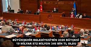 BÜYÜKŞEHİR BELEDİYESİ'NİN 2026 BÜTÇESİ 19 MİLYAR 872 MİLYON 346 BİN TL OLDU