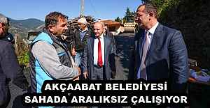 AKÇAABAT BELEDİYESİ SAHADA ARALIKSIZ ÇALIŞIYOR