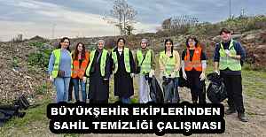 BÜYÜKŞEHİR EKİPLERİNDEN SAHİL TEMİZLİĞİ ÇALIŞMASI