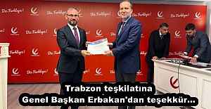 Trabzon teşkilatına Genel Başkan Erbakan'dan teşekkür…