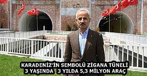 KARADENİZ’İN SEMBOLÜ ZİGANA TÜNELİ 3 YAŞINDA   3 YILDA 5,3 MİLYON ARAÇ