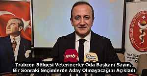 Trabzon Bölgesi Veterinerler Oda Başkanı Sayın, Bir Sonraki Seçimlerde Aday Olmayacağını Açıkladı