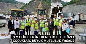 İŞ MAKİNELERİNİ DENEYİMLEYEN ÖZEL ÇOCUKLAR, BÜYÜK MUTLULUK YAŞADI