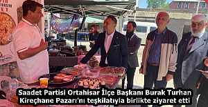 Saadet Partisi Ortahisar İlçe Başkanı Burak Turhan Kireçhane Pazarı’nı teşkilatıyla birlikte ziyaret etti