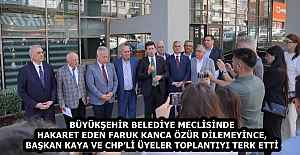 BÜYÜKŞEHİR BELEDİYE MECLİSİNDE HAKARET EDEN FARUK KANCA ÖZÜR DİLEMEYİNCE, BAŞKAN KAYA VE CHP’Lİ ÜYELER TOPLANTIYI TERK ETTİ