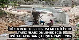 İKİZDEREDE DERELER ISLAH EDİLİYOR  TAŞKINLARI ÖNLEMEK İÇİN DSİ TARAFINDAN ÇALIŞMA YAPILIYOR