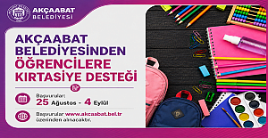 AKÇAABAT BELEDİYESİNDEN ÖĞRENCİLERE KIRTASİYE DESTEĞİ