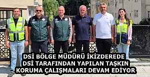 DSİ BÖLGE MÜDÜRÜ İKİZDEREDE  DSİ TARAFINDAN YAPILAN TAŞKIN KORUMA ÇALIŞMALARI DEVAM EDİYOR