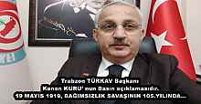 Trabzon TÜRKAV Başkanı Kenan KURU’ nun Basın açıklamasıdır. 19 MAYIS 1919, BAĞIMSIZLIK SAVAŞININ 105.YILINDA…