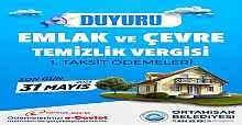 EMLAK VE ÇEVRE TEMİZLİK VERGİLERİ, E-DEVLET ÜZERİNDEN DE ÖDENEBİLİYOR 