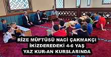 RİZE MÜFTÜSÜ NACİ ÇAKMAKÇI İKİZDEREDEKİ 4-6 YAŞ YAZ KUR-AN KURSLARINDA