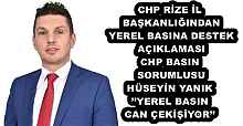 CHP RİZE İL BAŞKANLIĞINDAN YEREL BASINA DESTEK AÇIKLAMASI CHP BASIN SORUMLUSU HÜSEYİN YANIK’’YEREL BASIN CAN ÇEKİŞİYOR’’