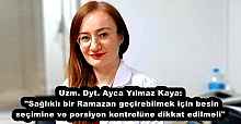 Uzm. Dyt. Ayca Yılmaz Kaya: "Sağlıklı bir Ramazan geçirebilmek için besin seçimine ve porsiyon kontrolüne dikkat edilmeli"