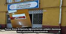 Yunus Emre Ortaokulu öğrencilerinin anlamlı davranışı okul yönetimini duygulandırdı.