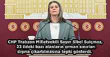 CHP Trabzon Milletvekili Sayın Sibel Suiçmez,  23 ildeki bazı alanların orman sınırları dışına çıkartılmasına tepki gösterdi. 