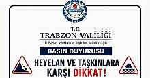 TRABZON VALİLİĞİNDEN UYARI