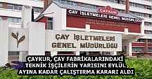 ÇAYKUR, ÇAY FABRİKALARINDAKİ TEKNİK İŞÇİLERİN YARISINI EYLÜL AYINA KADAR ÇALIŞTIRMA KARARI ALDI