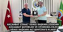 AKÇAABAT ZİRAAT ODASI BAŞKANLIĞINDAN AKÇAABAT ŞOFÖRLER VE OTOMOBİLCİLER ODASI BAŞKANI ALİ ŞENTÜRK’E PLAKET