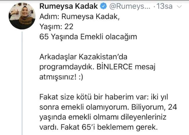 AK Parti'nin Genç Milletvekili Rümeysa Kadak, Kaç Yaşında Emekli Olacağını Duyurdu