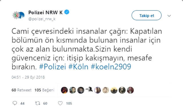 Köln Polisinden Türkçe ve Kürtçe Mesaj: İtişip Kakışmayın