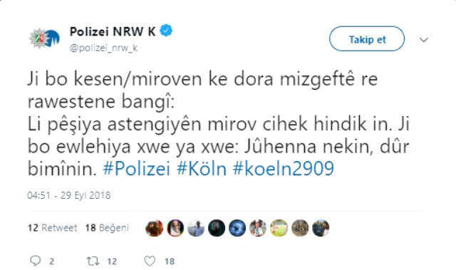 Köln Polisinden Türkçe ve Kürtçe Mesaj: İtişip Kakışmayın