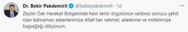 Son Dakika: Zeytin Dalı Harekatı bölgesindeki terör saldırısında 2 askerimiz şehit oldu