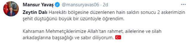 Son Dakika: Zeytin Dalı Harekatı bölgesindeki terör saldırısında 2 askerimiz şehit oldu
